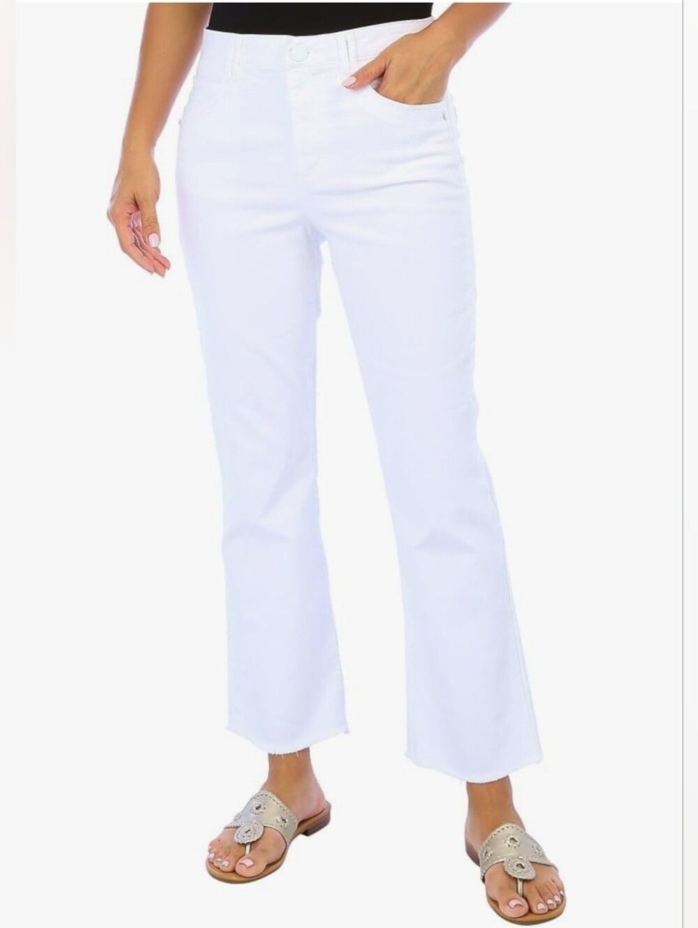 Democracy White Cropped Straight Jeans